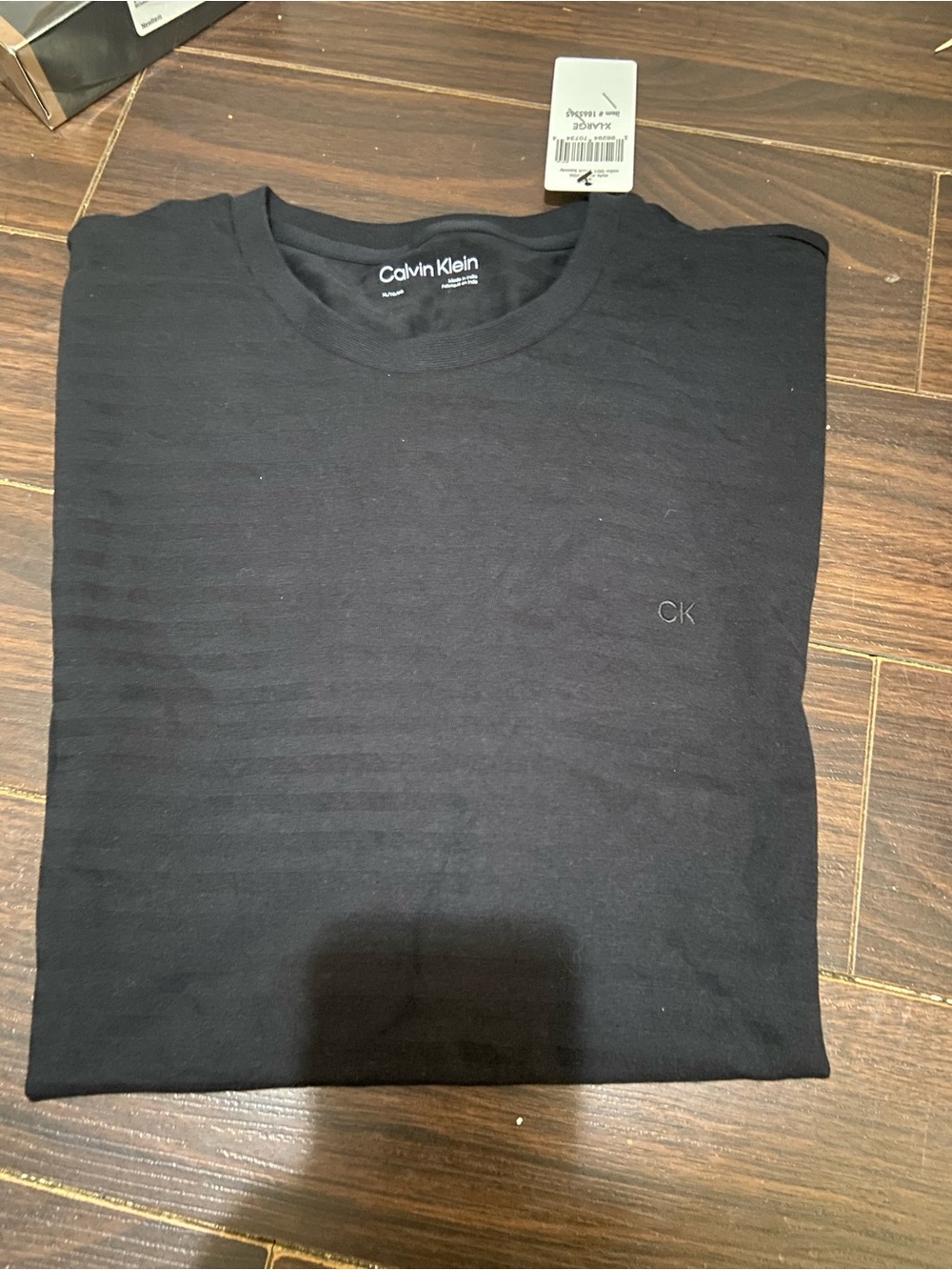 Calvin Klein Men’s Black Crew Neck T-Shirt with CK Embroidered Logo XL